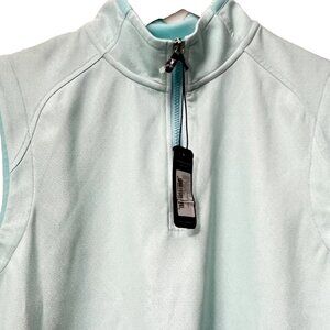 FAIRWAY & GREENE Womens Top M 1/4 ZIP Sleeveless Golf Mint White print NWT